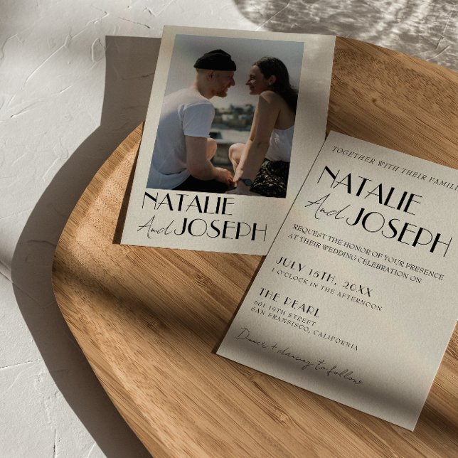 Modern Minimalist French Retro Photo Wedding  Invitation (Creator Uploaded)