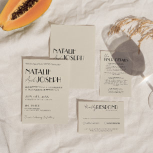 Modern Minimalist French Whimsical Retro Wedding Invitation