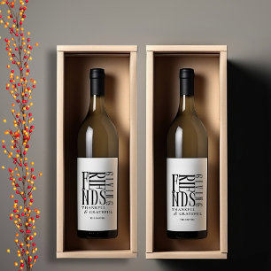 Modern Minimalist Friendsgiving Wine Label
