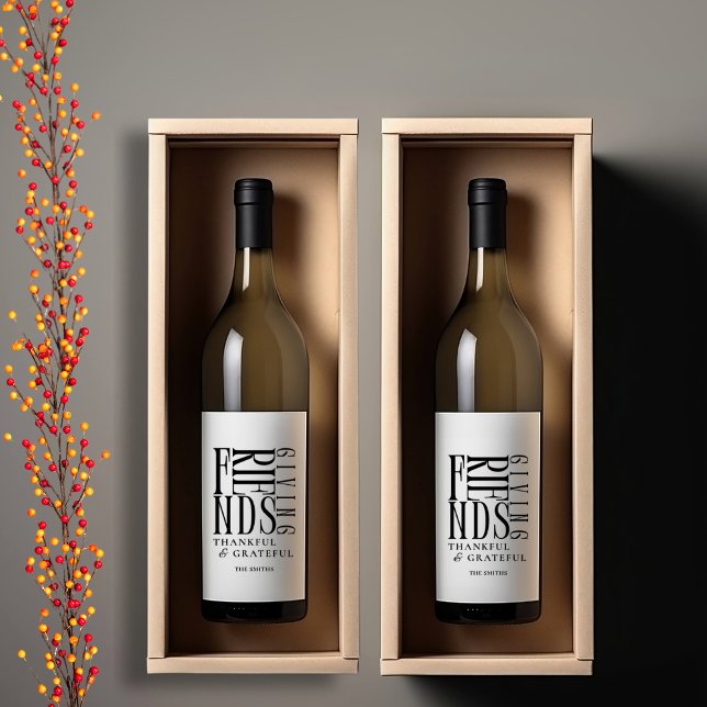 Modern Minimalist Friendsgiving Wine Label (Creator Uploaded)