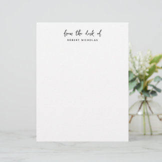 Modern Minimalist From The Desk Of Personalised Custom Letterhead