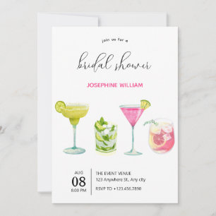 Modern minimalist fruit drinks bridal shower invitation
