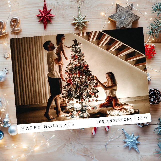 Modern Minimalist Full Photo Christmas Holidays Holiday Card (Creator Uploaded)