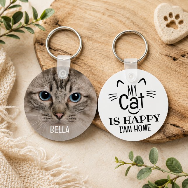 Modern Minimalist Fun Saying Cat Lover Pet  Key Ring (Creator Uploaded)
