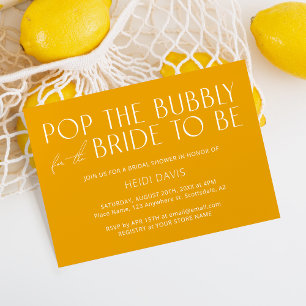 Modern Minimalist Fun Yellow Bridal Shower Invitation