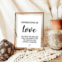 Modern minimalist Generations of love wedding sign