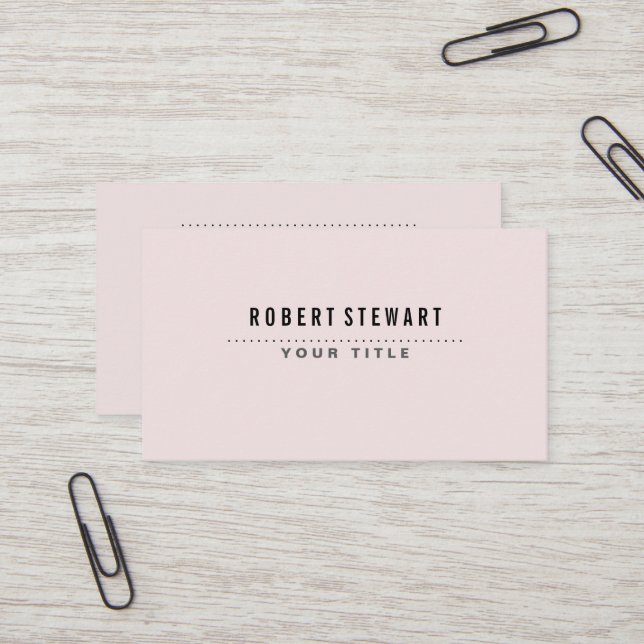 Modern minimalist generic baby pink business card (Front/Back In Situ)