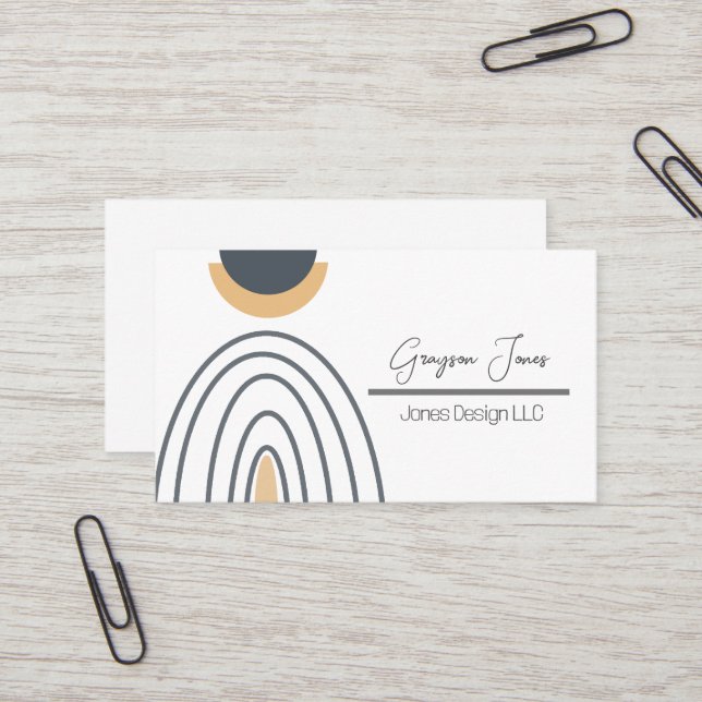 Modern Minimalist Geometric Abstract Business Card (Front/Back In Situ)