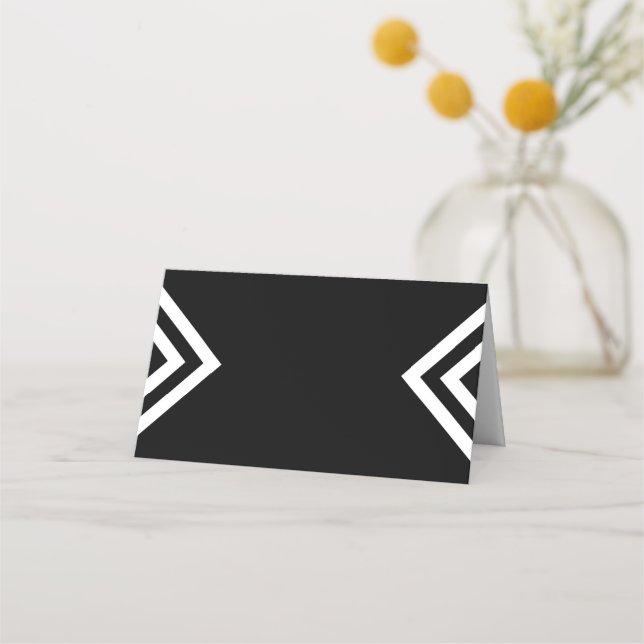 Modern Minimalist Geometric Black and White Place Card (Front)
