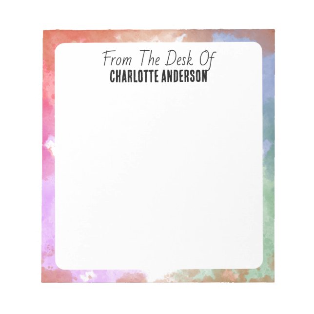 Modern Minimalist Geometric Border Personalised Notepad (Front)