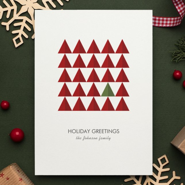 Modern Minimalist Geometric Christmas Tree Holiday Card (Creator Uploaded)