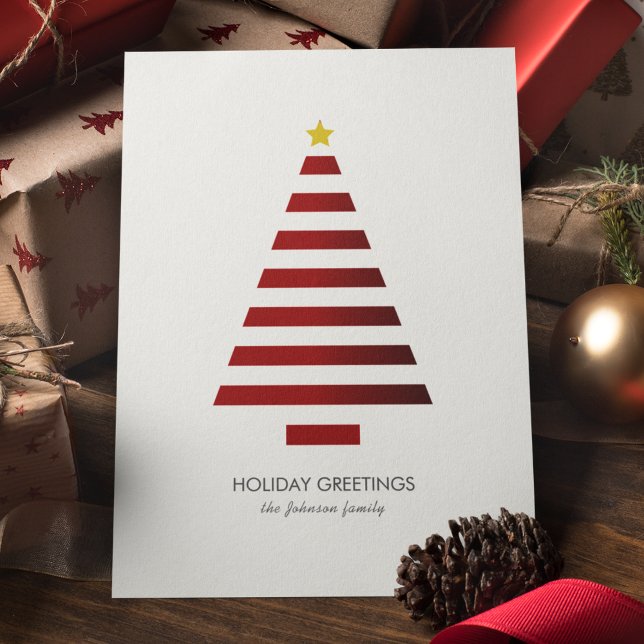 Modern Minimalist Geometric Christmas Tree Holiday Card (Creator Uploaded)