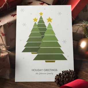 Modern Minimalist Geometric Christmas Tree Holiday Card