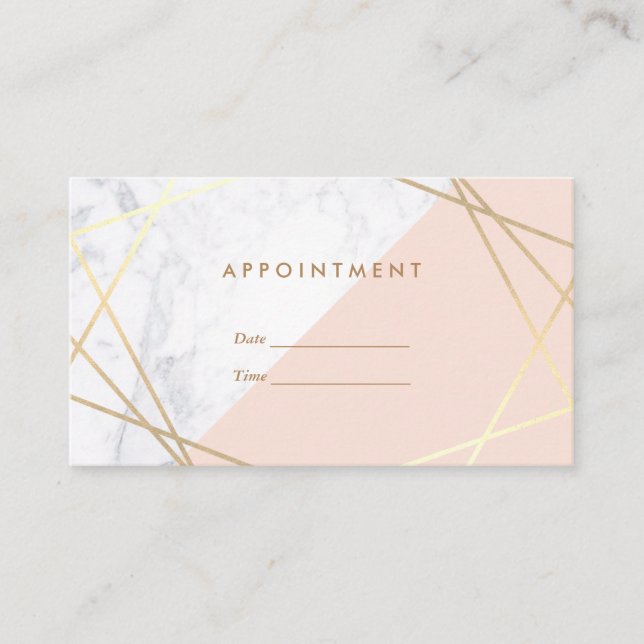 Modern Minimalist Geometric Marble Appointment Business Card (Front)