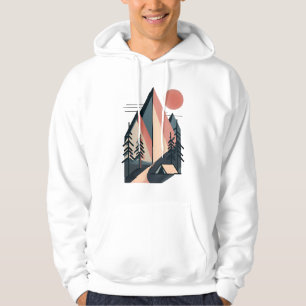 Modern Minimalist Geometric Mountain Camp Outdoor Hoodie
