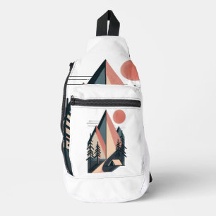 Modern Minimalist Geometric Mountain Camp Outdoor Sling Bag