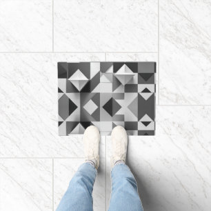 Modern Minimalist Geometric pattern Black, White  Doormat