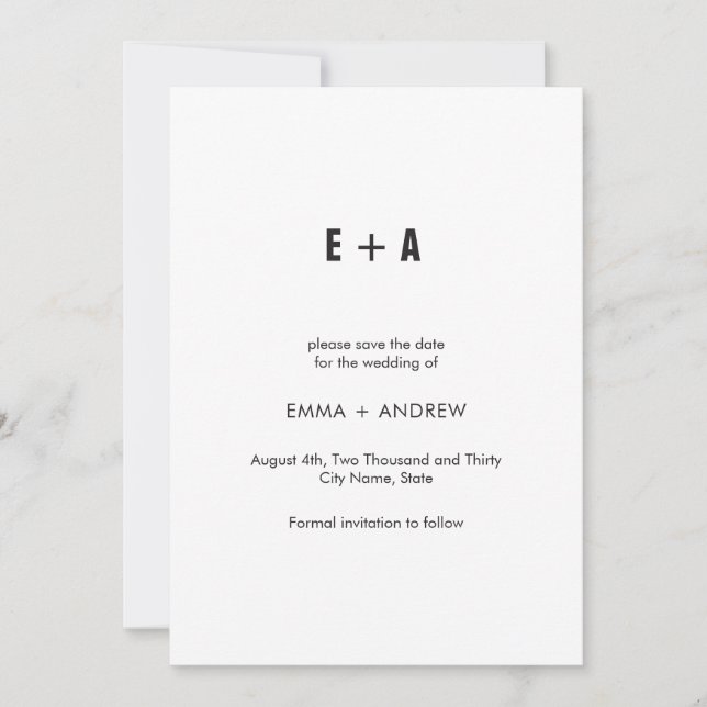 Modern Minimalist Geometric Save The Date Invitation (Front)