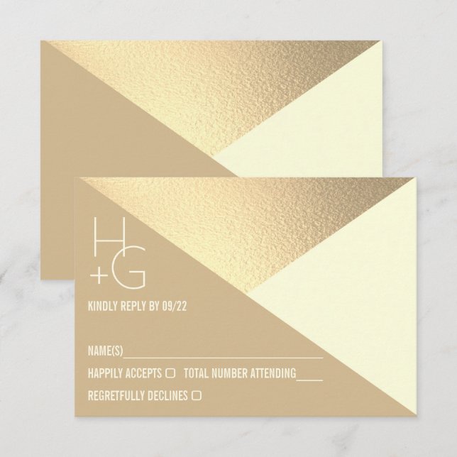 Modern Minimalist Geometric Wedding RSVP Card (Front/Back)
