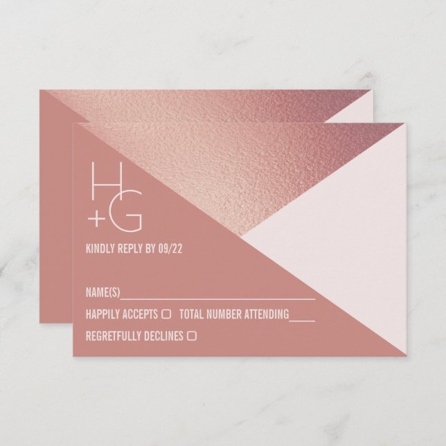 Modern Minimalist Geometric Wedding RSVP Card (Front/Back)