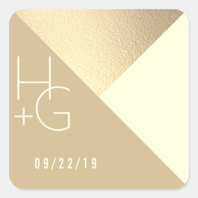 Modern Minimalist Geometric Wedding Square Sticker (Front)