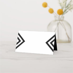 Modern Minimalist Geometric White and Black Place Card