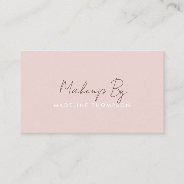 Modern Minimalist Girly Script Blush Pink QR Code Business Card (Front)