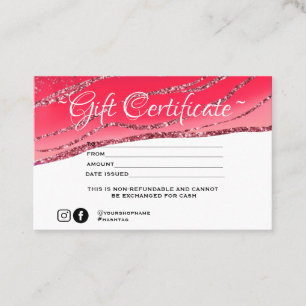 Modern minimalist glitter Gift certificate