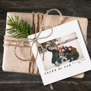 Modern Minimalist Glory to God Photo Favour Tags