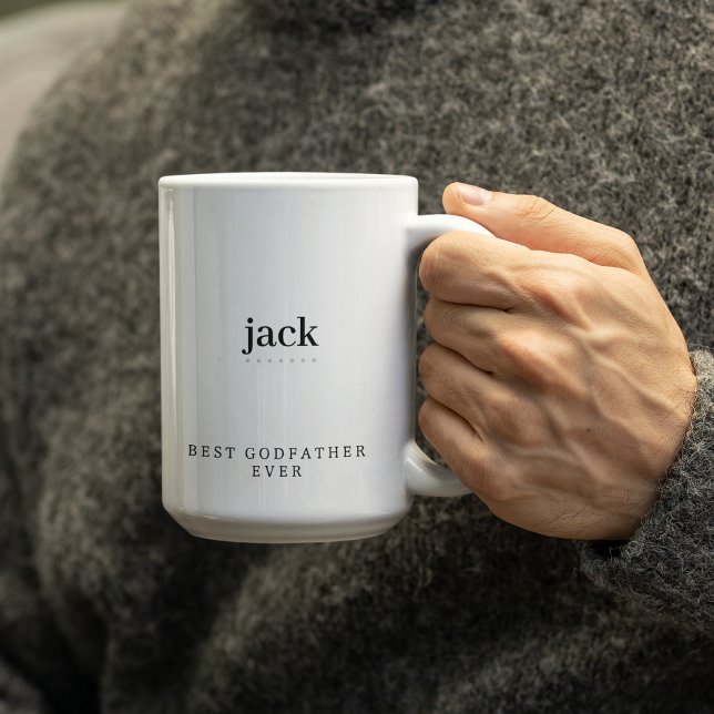 Modern Minimalist Godfather Ever Personalised Two-Tone Coffee Mug (Creator Uploaded)