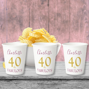 Modern Minimalist Gold 40th Birthday Party Paper Cups