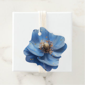 Modern Minimalist Gold and Blue Poppy  Favour Tags