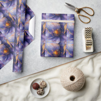 Modern Minimalist Gold and Purple Wedding Wrapping Paper