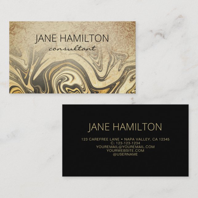 Modern Minimalist Gold Business Card (Front/Back)