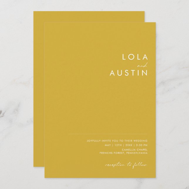 Modern Minimalist Gold Casual Wedding Invitation (Front/Back)