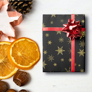 Modern Minimalist Gold Christmas Snowflakes Wrapping Paper