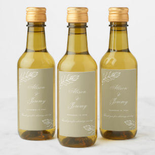 Modern Minimalist Gold & Cream Bloom Mini Wine Label