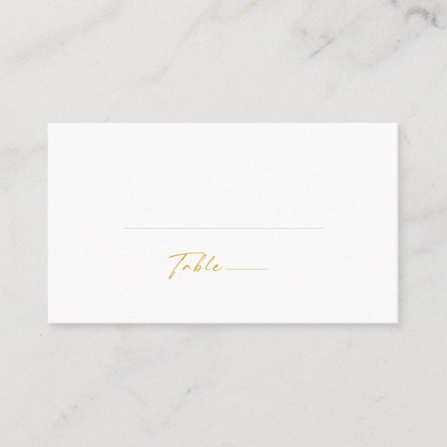 Modern Minimalist Gold Font Flat Wedding Place Card (Front)