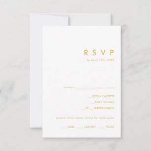 Modern Minimalist Gold Font Menu Choice RSVP Card