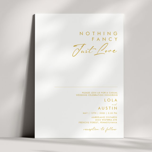 Modern Minimalist Gold Font Nothing Fancy Wedding Invitation (Creator Uploaded)