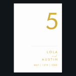 Modern Minimalist Gold Font Table Number<br><div class="desc">This Modern Minimalist Gold Font table number is perfect for your classy boho wedding. Its simple, unique abstract design accompanied by a contemporary minimal script and gold colour palette gives this product a feel of elegant formal luxury while staying simplistic, chic bohemian. Keep it as is, or choose to personalise...</div>