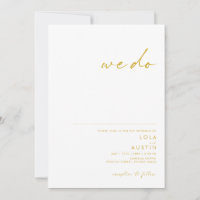Modern Minimalist Gold Font We Do Wedding Invitati