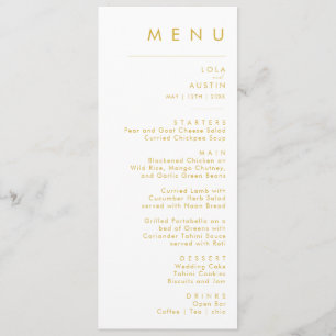 Modern Minimalist Gold Font Wedding Dinner Menu