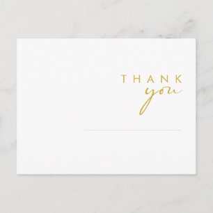 Modern Minimalist Gold Font Wedding Thank You Postcard