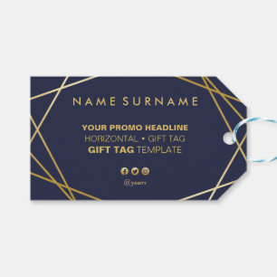 Modern Minimalist Gold Geometric Horizontal Gift Tags
