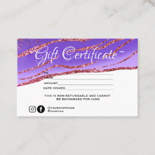 Modern minimalist Gold glitter Gift certificate