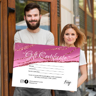 Modern minimalist Gold glitter Gift certificate