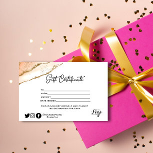 Modern minimalist Gold glitter Gift certificate