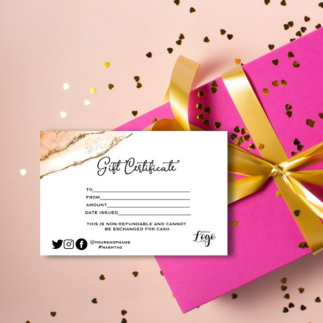Modern minimalist Gold glitter  Gift certificate (Creator Uploaded)