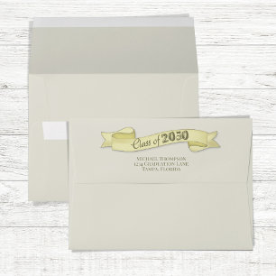 Modern Minimalist Gold Graduation Banner Simple Envelope